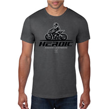 Load image into Gallery viewer, HEROIC Motorcycle Road Racing Heather Grey Rider TShirt