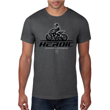 Load image into Gallery viewer, HEROIC Motorcycle Road Racing Heather Grey Rider TShirt
