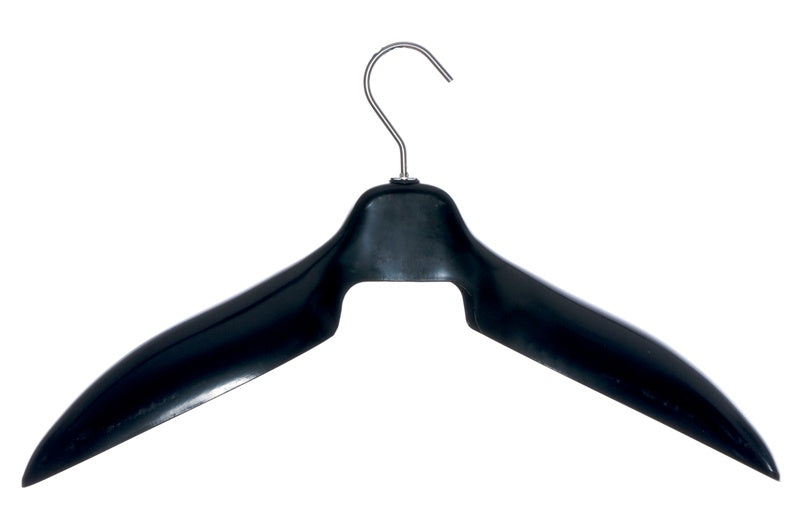Super Heavy-Duty 17 inch Wide Black Plastic adult Shirt Hangers with Swivel Hook and Notched Shoulders (Quantity 100) (Black, 100)
